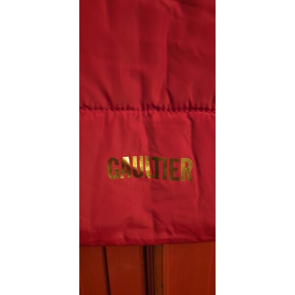 NWOT Jean Paul Gaultier Vibrant Red Travel Puffer Tote With Handle Gold Trim New - Picture 2 of 9